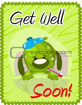 Get well soon greeting with sick dog