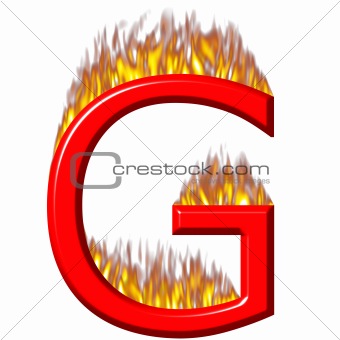 3D Letter G on Fire 