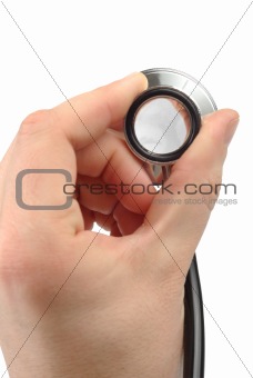 Male hand with  stethoscope