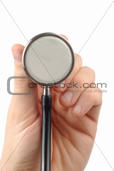 Male hand with stethoscope