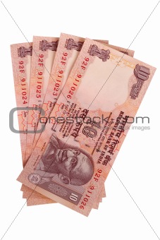 Four ten rupee notes 