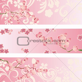 Cherry blossom banner set