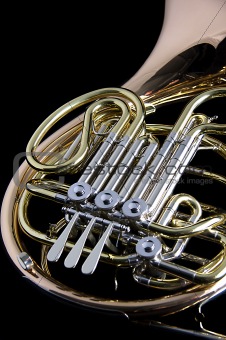 French Horn Isolated On Black Background