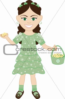 Green Dress Flower Girl