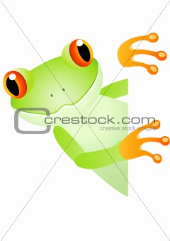Frog cartoon and blank sign