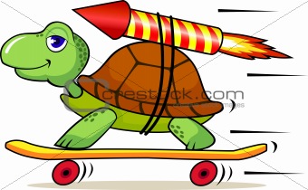 Turtle and rocket cartoon