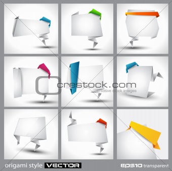 Origami style paper panel for advertising or business product 