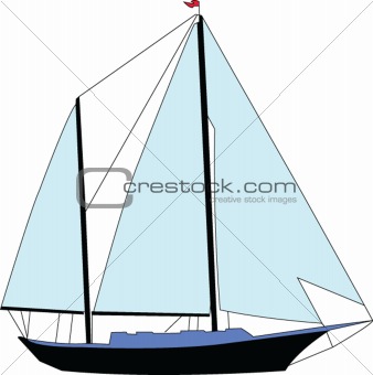 sailing boat  2 - vector