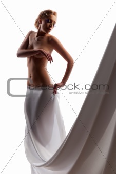  naked woman in a white robe