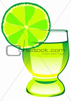 Vector drawing of a glass cup with tequila