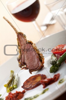 closeup of grilled lamb chops