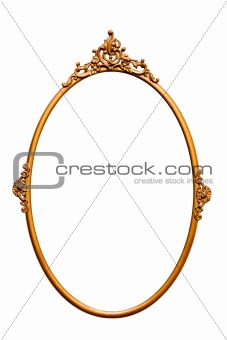 Golden retro mirror frame, isolated on white (empty)
