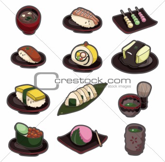 cartoon Japanese food icon set
