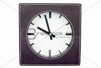 Clock in leather frame