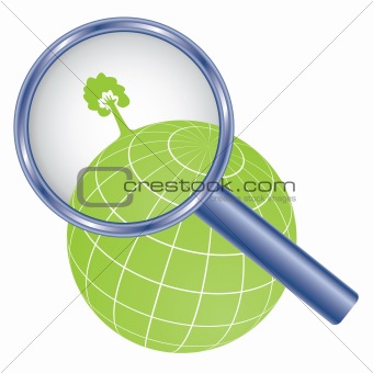 tree on earth under magnifier glass