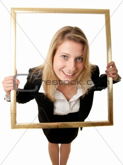 businesswoman in picture frame