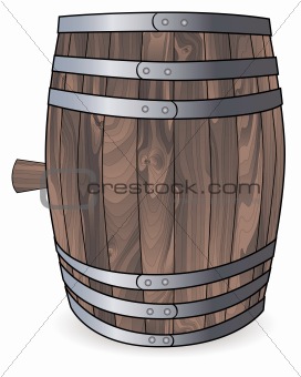 wooden barrel with metal hoops 