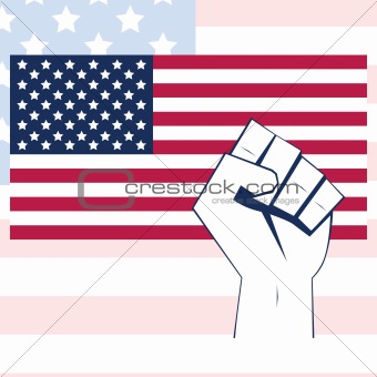 USA flag with fist