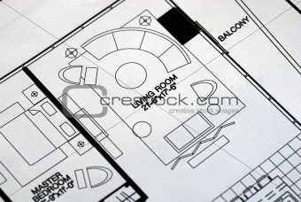 A floor plan focused on the living room and balcony
