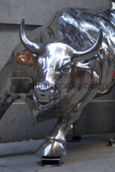 Silver Bull statue in Manhattan New York City