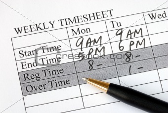 Filling the weekly time sheet for payroll