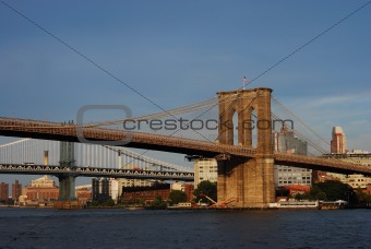 Brooklyn Bridge in New York City under blue sky