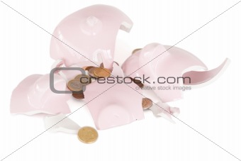 Broken piggy savings bank