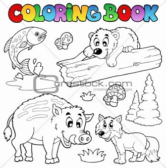 Coloring book with woodland animals