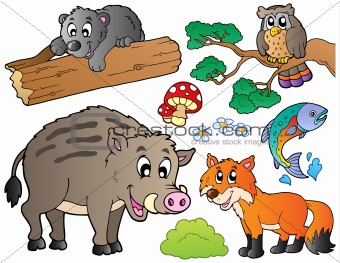 Forest cartoon animals set 1