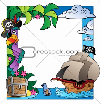 Frame with sea and pirate theme 4