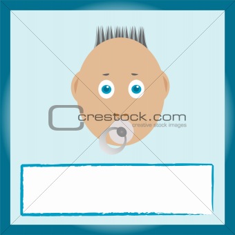 baby greeting card. boy with pacifier