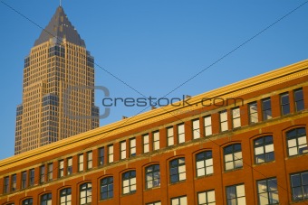 Old and new - colorful building in downtown of Cleveland
