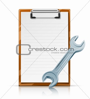 clipboard with spanner