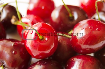 Fresh wet cherries