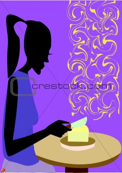 A woman slices cheese in the kitchen