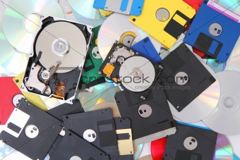 hard drive, floppy disc, and cd-rom 