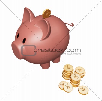 Piggy bank with Yen