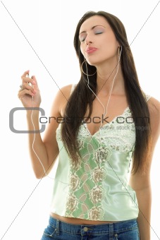 Woman with MP3 player