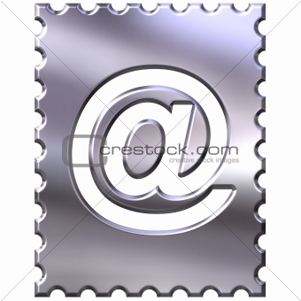 3d silver stamp with email symbol