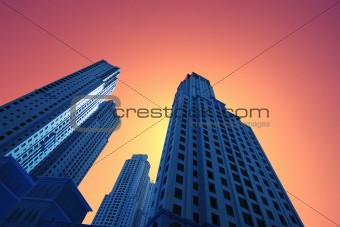 High blue skyscrapers