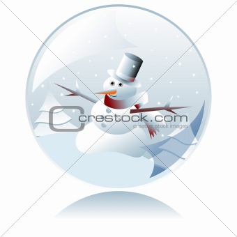 Christmas snowman crystal ball