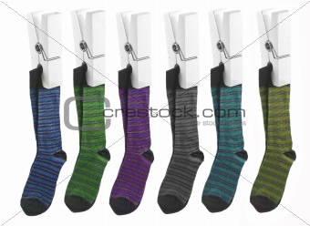 Row of socks on pegs