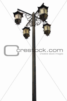 Pole four lamps on white background isolated