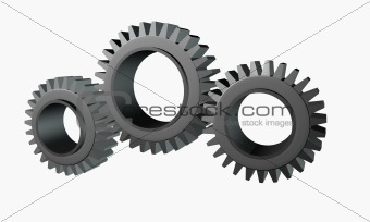 Grey gears steel working together