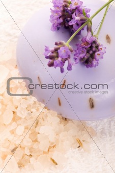 Soap With Fresh Lavender Flowers And Bath Salt