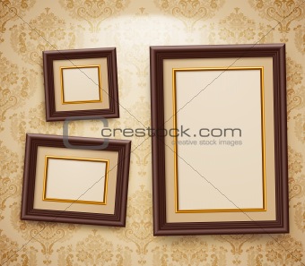 Wooden frames on the wall