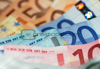 Macro Shot Of Euro Banknotes Focus On 20?