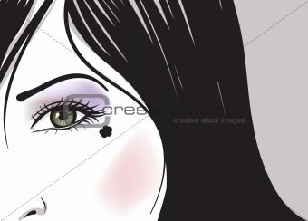 girl green eye part of face vector illustration