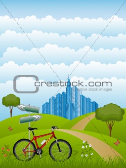 Summer landscape with a bike