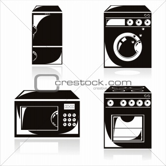 black housework electronics icons